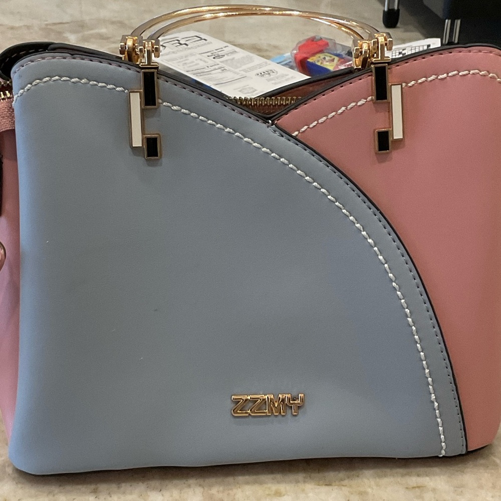 Two-Tone Pink & Light Blue Women’s Top-Handle Bag